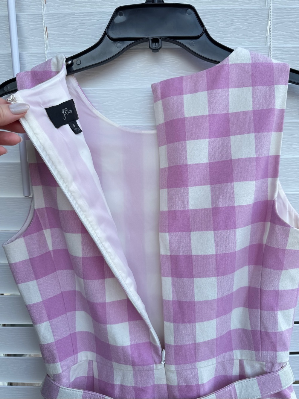 J.Crew Gingham Plaid Sheath Dress Belted Sleeveless Size 6 Cotton Stretch - Picture 8 of 12
